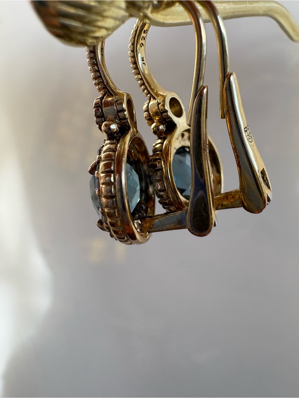 JUDITH RIPKA 14K Plated STERLING SILVER BLUE EARRINGS NEW - Picture 8 of 13